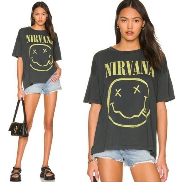 NWT Daydreamer NIRVANA Smiley Tee 1X Plus Vintage Black Grunge Made USA - Picture 10 of 12